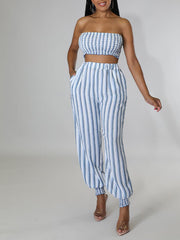 Stripe Bandeau Top & Pants Set Ins Street