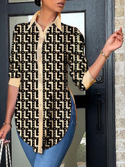 Printed Side-Slit Shirt Ins Street