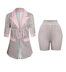 Houndstooth Blazer & Shorts Set Ins Street