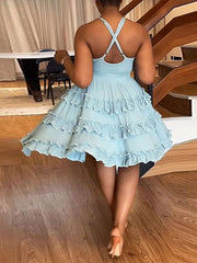 Solid Frilled Cami Dress Ins Street