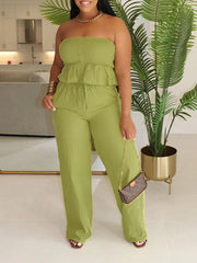 Solid Tube Top & Pants Set Ins Street