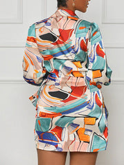 Printed Tied Shirt Dress Ins Street