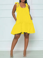 Solid Tie-Shoulder Ruffle Dress Ins Street