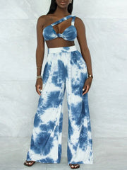Printed Bandeau Top & Wide-Leg Pants Set Ins Street
