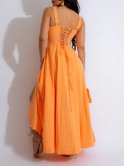 Solid Tied Cami Dress Ins Street