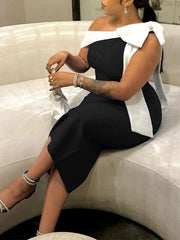Tied-Shoulder Bodycon Dress Ins Street