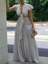 Solid Tied Top & Wide-Leg Pants Set Ins Street