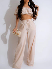 Ruffle Crop Top & Pants Set Ins Street