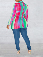 Printed One-Button Blazer Ins Street