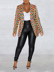 Printed One-Button Blazer Ins Street