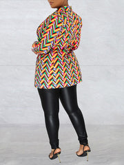 Printed One-Button Blazer Ins Street