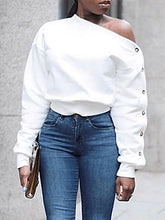 One Shoulder Button Sleeve Top Ins Street