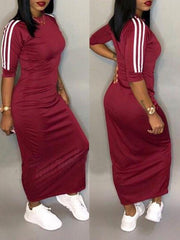 Stripe-Sleeve Maxi Dress--Clearance Ins Street