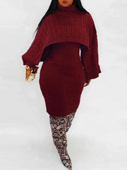 Knit Poncho & Sweater Dress Set--Clearance Ins Street
