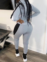 Colorblock Zip-Front Hoodie & Pants Set Ins Street