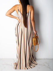 Stripe V-Neck Cami Dress Ins Street