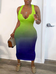 V-Neck Gradient Dress Ins Street