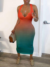 V-Neck Gradient Dress Ins Street