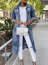 Distressed Button-Down Denim Jacket Ins Street