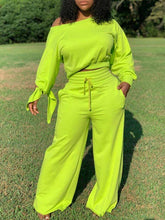 Solid Sweatshirt & Wide-Leg Pants Set Ins Street