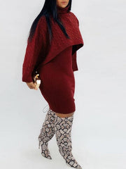 Knit Poncho & Sweater Dress Set--Clearance Ins Street