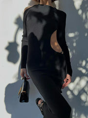 Long Sleeve Backless Party for Women Clothes Club Elegant Gown Hot Midi Dress Fashion Outfits InsStreet