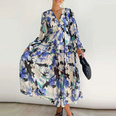 Autumn Long Sleeved Pleated Maxi Dress Boho Dress InsStreet