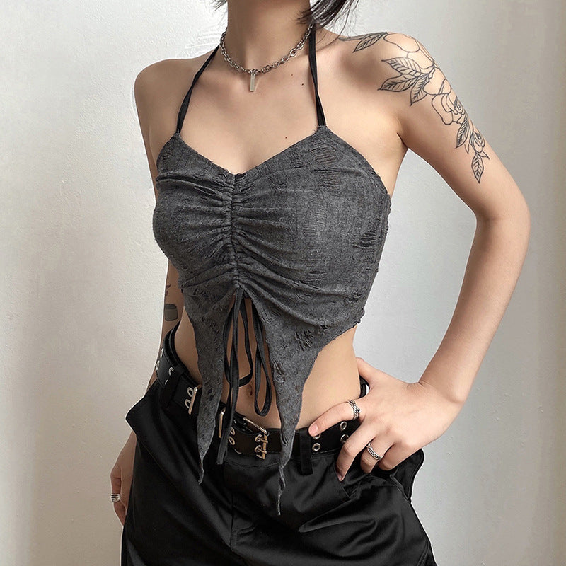 Solid Color Slim Navel Hanging Neck Straps Vest 2023-03-14 InsStreet