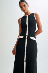 Robe midi boutonnée côtelée Elaine