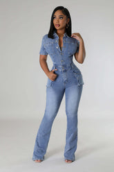 Easy Rider Pocketed Denim Jumpsuit Ins Street