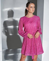 Overnight Sequin Drape Romper - Hot Pink Ins Street