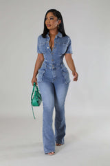 Easy Rider Pocketed Denim Jumpsuit Ins Street