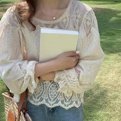 Outer Banks Cotton Crochet Lace Crop Top - Natural Ins Street