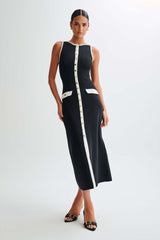 Robe midi boutonnée côtelée Elaine