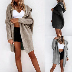 Myres Pocketed Hooded Knit Cardigan - Taupe Ins Street