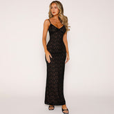 Sexy Women Lace Party Strapless Backless Patchwork See Through Black Slim Cocktail Vestidos New InsStreet