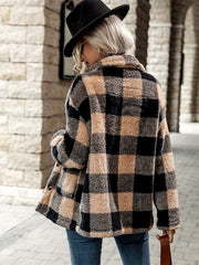 Bonfire Stories Plaid Pocketed Jacket - Beige/Black InsStreet