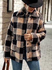 Bonfire Stories Plaid Pocketed Jacket - Beige/Black InsStreet