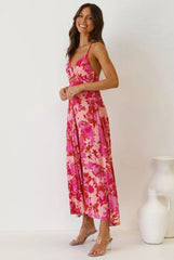 Edris Cotton Floral Tiered Midi Dress - Coral Pink Ins Street