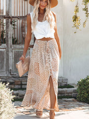 Deluca Patchwork Button Down Maxi Skirt - Sand PROM-001