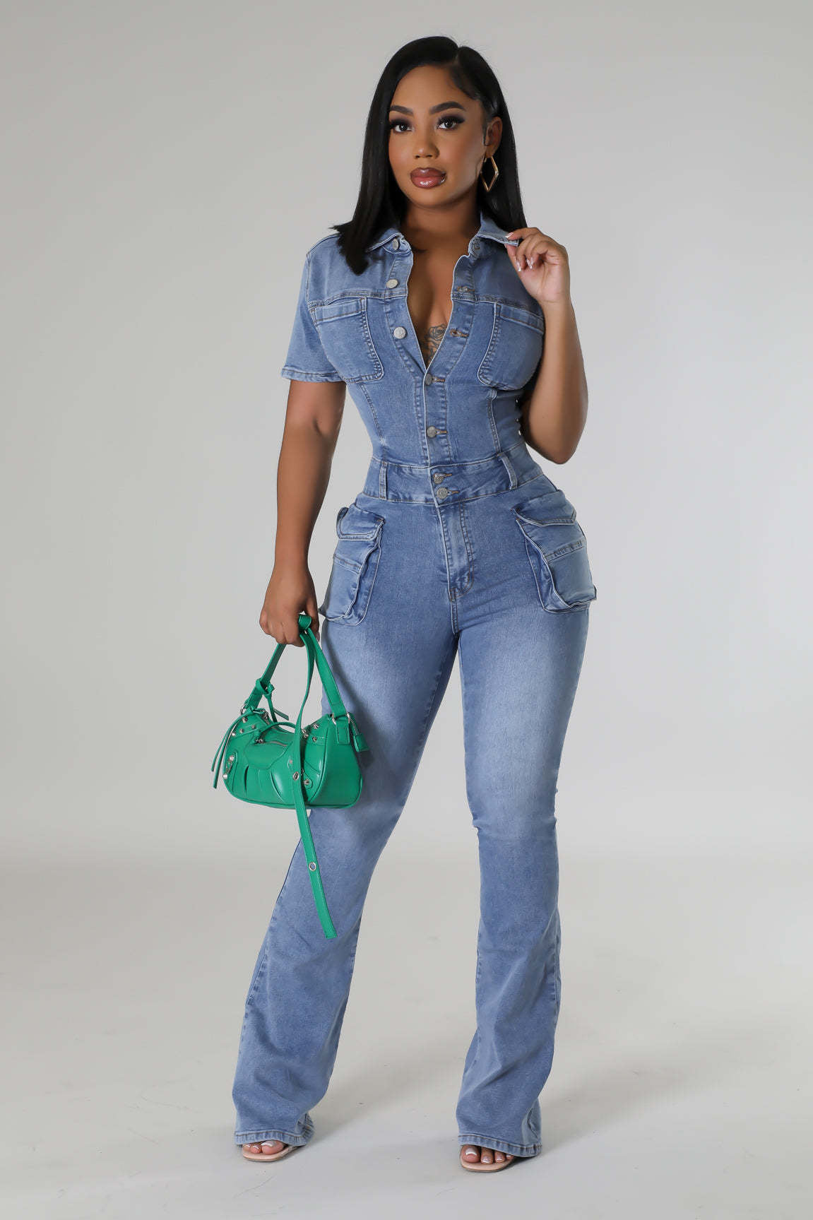 Easy Rider Pocketed Denim Jumpsuit Ins Street
