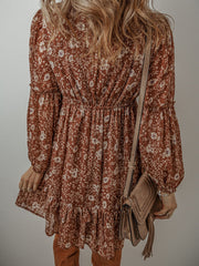 Ayesha Floral Ruffle Dress - Brown - FINAL SALE InsStreet