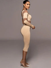 One Shoulder Mesh Maxi Dress InsStreet