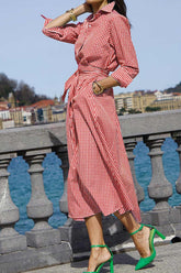 Plaid Shirt Dress with Tie-waist InsStreet