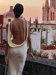 Spaghetti Strap Satin Fashion Outfits Maxi Dress InsStreet