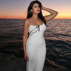 Spaghetti Strap Detail Long Sleeveless Club Party Midi Dress InsStreet