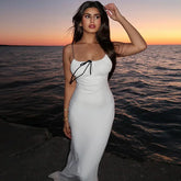 Spaghetti Strap Detail Long Sleeveless Club Party Midi Dress InsStreet