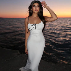 Spaghetti Strap Detail Long Sleeveless Club Party Midi Dress InsStreet