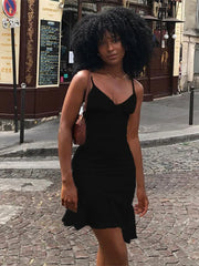 Spaghetti Straps Ruffles Mini Club Party Sleeveless Slip Summer Sun Midi Dress InsStreet