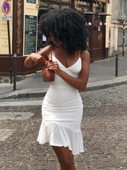 Spaghetti Straps Ruffles Mini Club Party Sleeveless Slip Summer Sun Midi Dress InsStreet